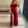 2026 Long Little Red Dress Summer Women's Sexy Off-Shoulder Maxi Dress