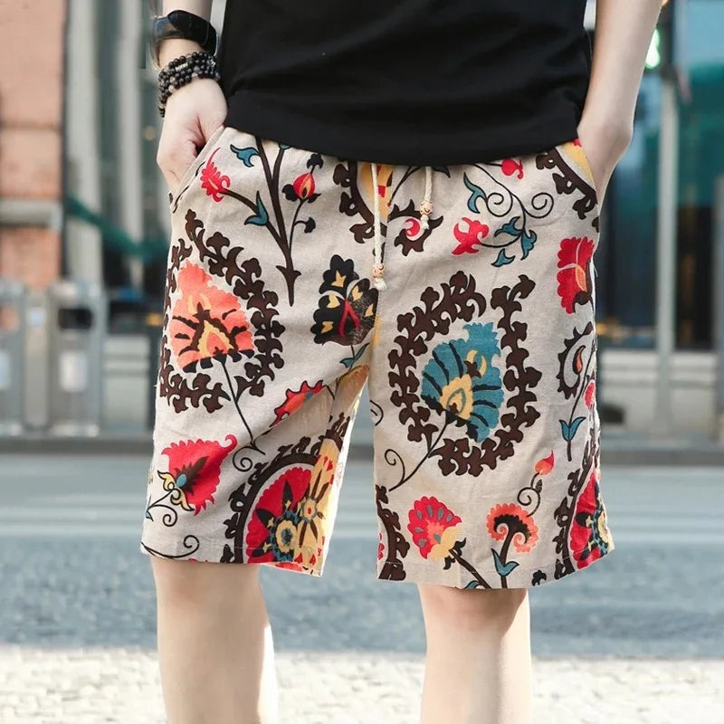 Men's Printed Casual Drawstring Shorts for Summer Fashion