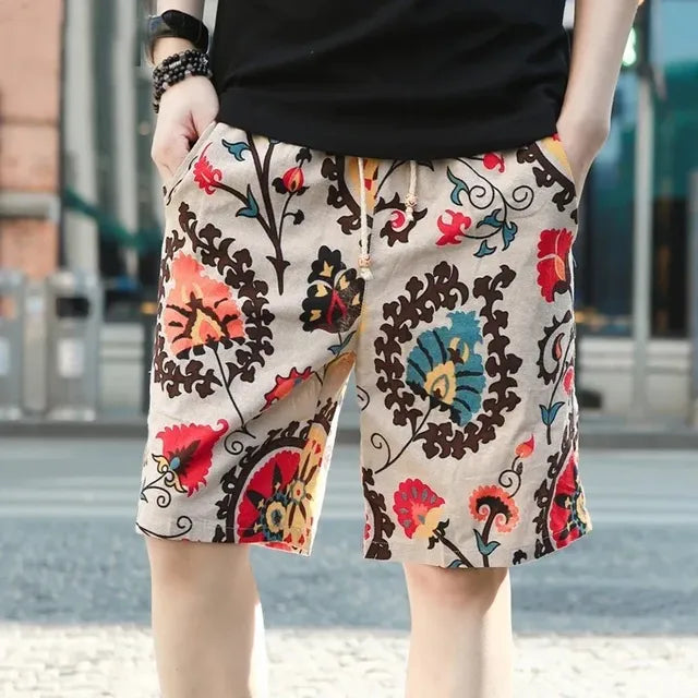 Men's Printed Casual Drawstring Shorts for Summer Fashion